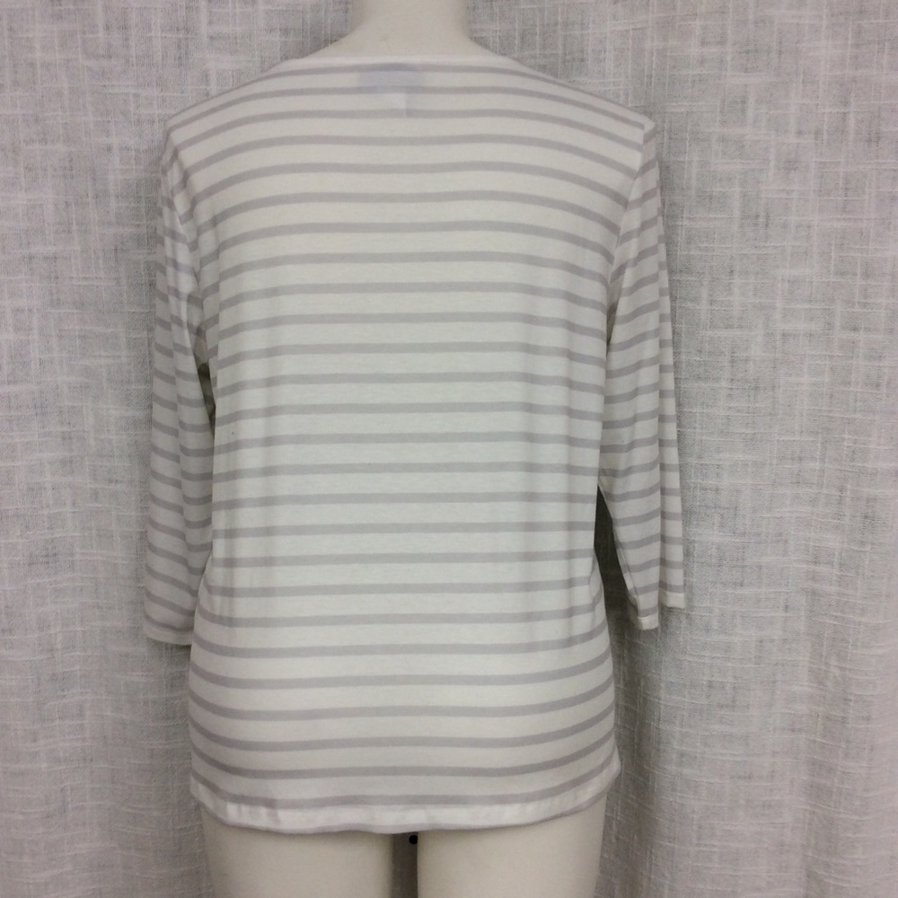 Alfred Dunner Gray/White Striped/Floral Large Top - Picture 7 of 9